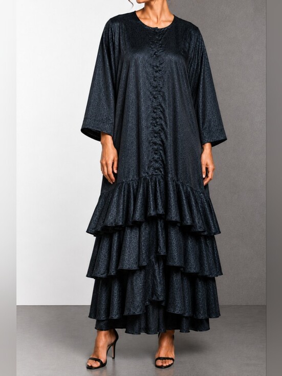 Christie of California Dresses & Skirts - Vintage 1980s Christie Black Relaxed Buttoned Tiered Ruffle Maxi Dress Size 18